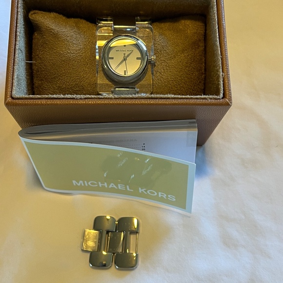 Michael Kors Clear Silver Transparent Acetate Watch